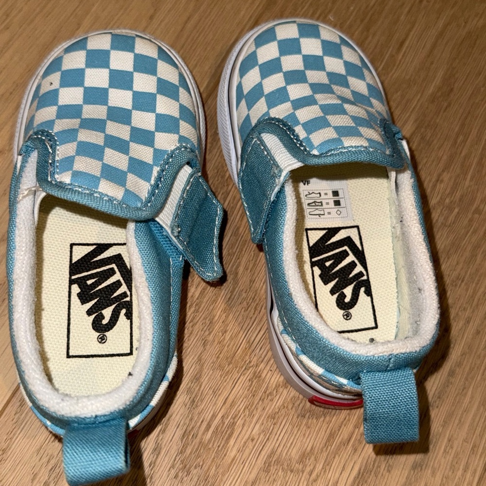 Vans Kids Teal Checkered Slip-On Sneakers